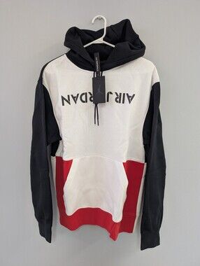 Jordan Men’s Colorblock Pullover Hoodie — Black White Red